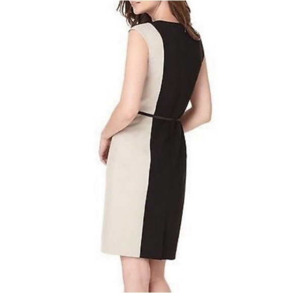 Calvin Klein Cap Sleeve Colorblock Faux Wrap Dress - Picture 3 of 10
